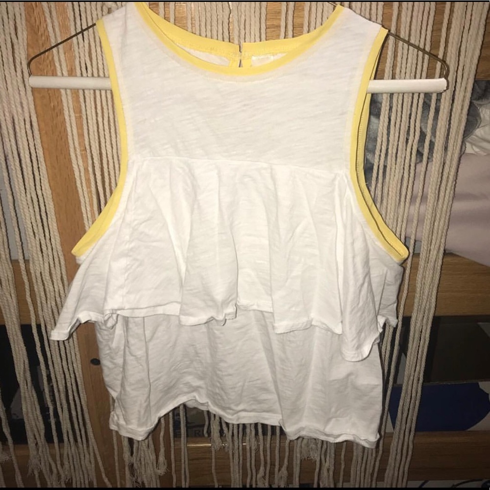 White and Yellow Ruffle Crop Top